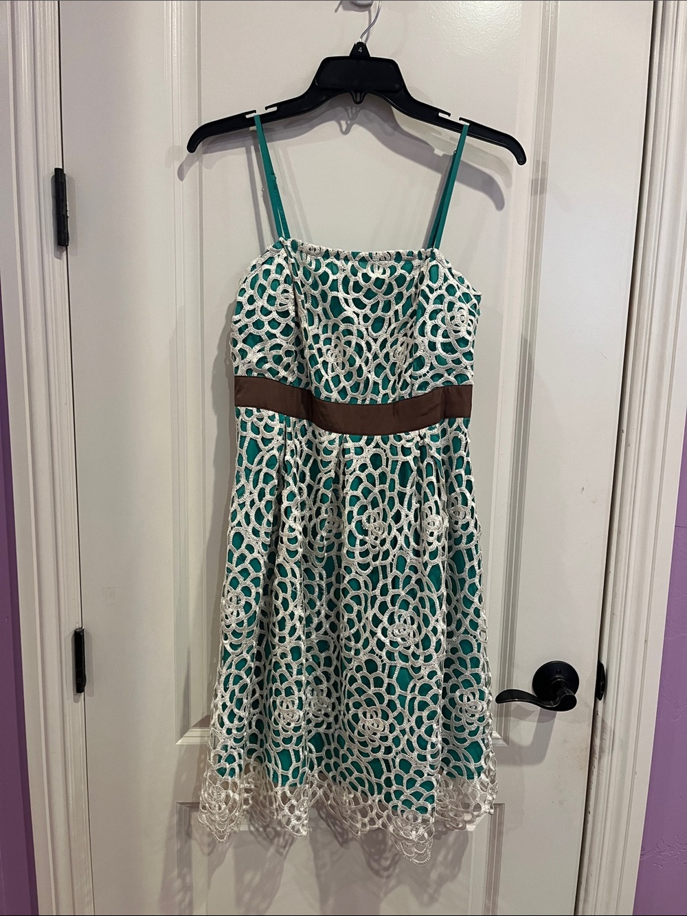Ryu Teal and White Lace Dress Size L